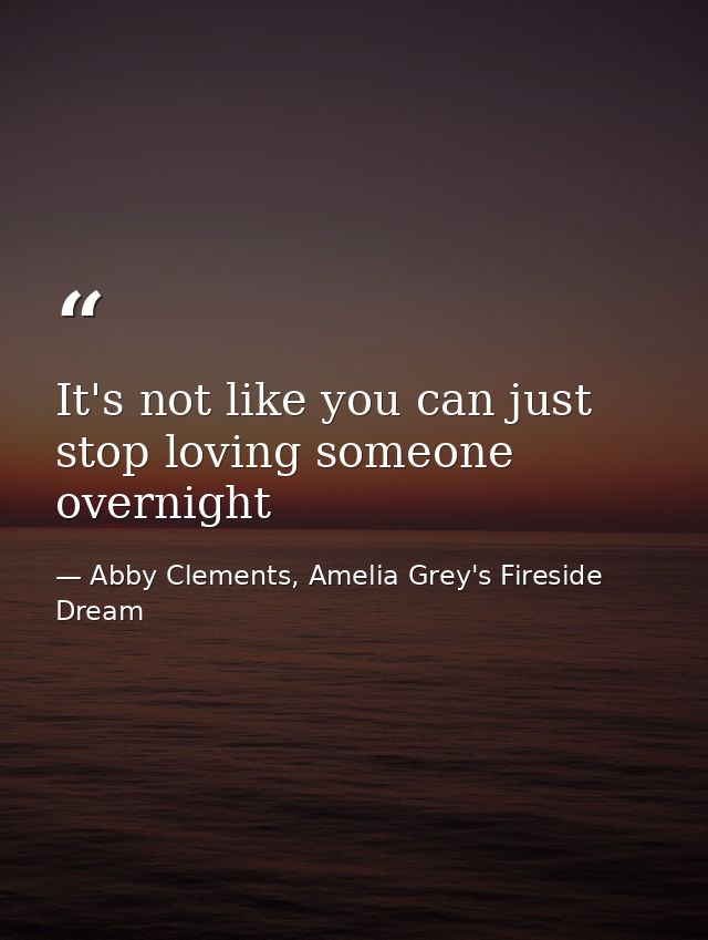 It's not like you can just stop loving someone overnight — Abby Clements, Amelia Grey's Fireside Dream