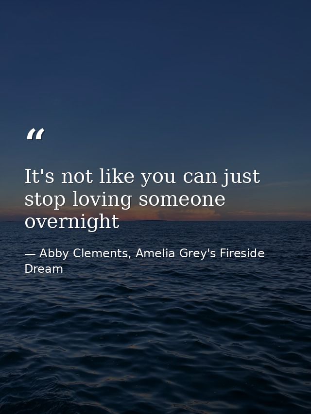 It's not like you can just stop loving someone overnight — Abby Clements, Amelia Grey's Fireside Dream
