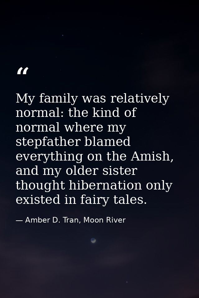 My family was relatively normal: the kind of normal where my stepfather blamed everything on the Amish, and my older sis — Amber D. Tran, Moon River