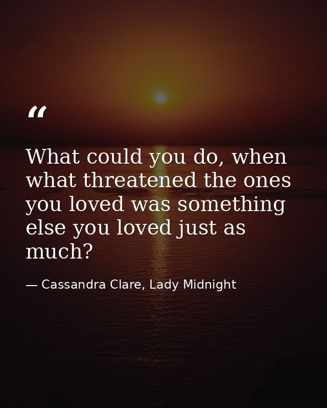 What could you do, when what threatened the ones you loved was something else you loved just as much? — Cassandra Clare, Lady Midnight