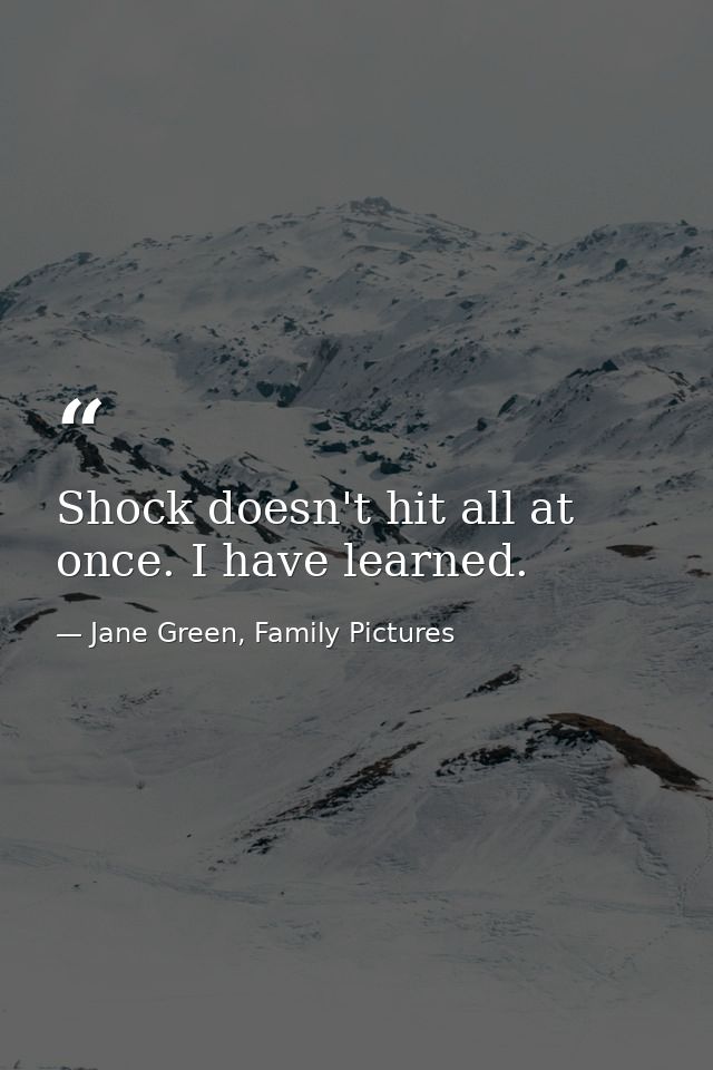 Shock doesn't hit all at once. I have learned. — Jane Green, Family Pictures