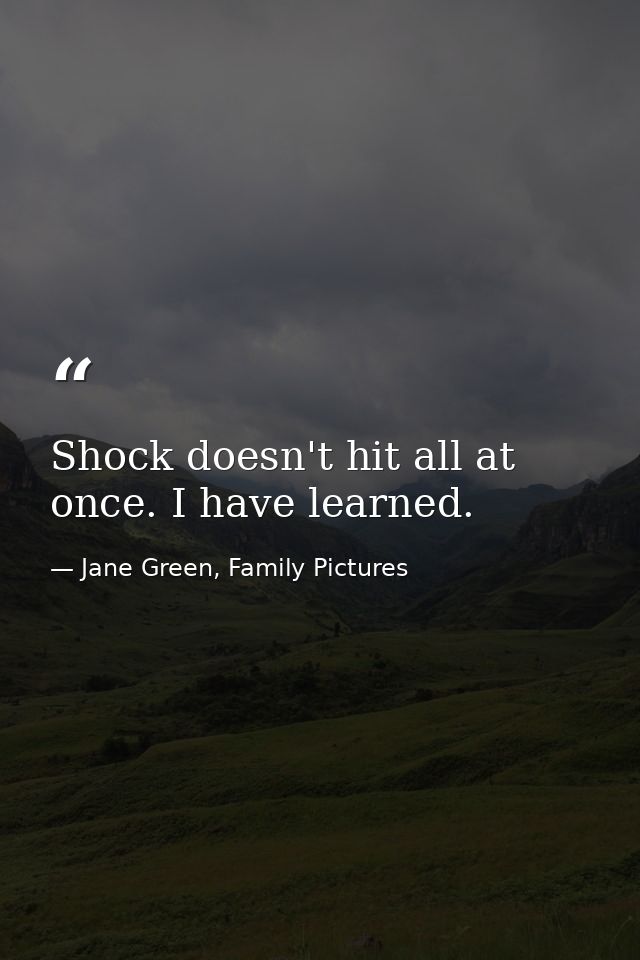 Shock doesn't hit all at once. I have learned. — Jane Green, Family Pictures
