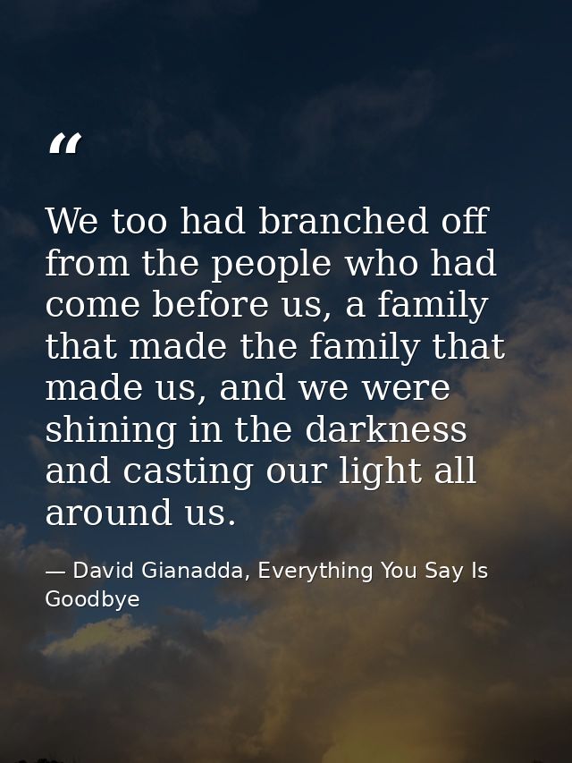 We too had branched off from the people who had come before us, a family that made the family that made us, and we were  — David Gianadda, Everything You Say Is Goodbye