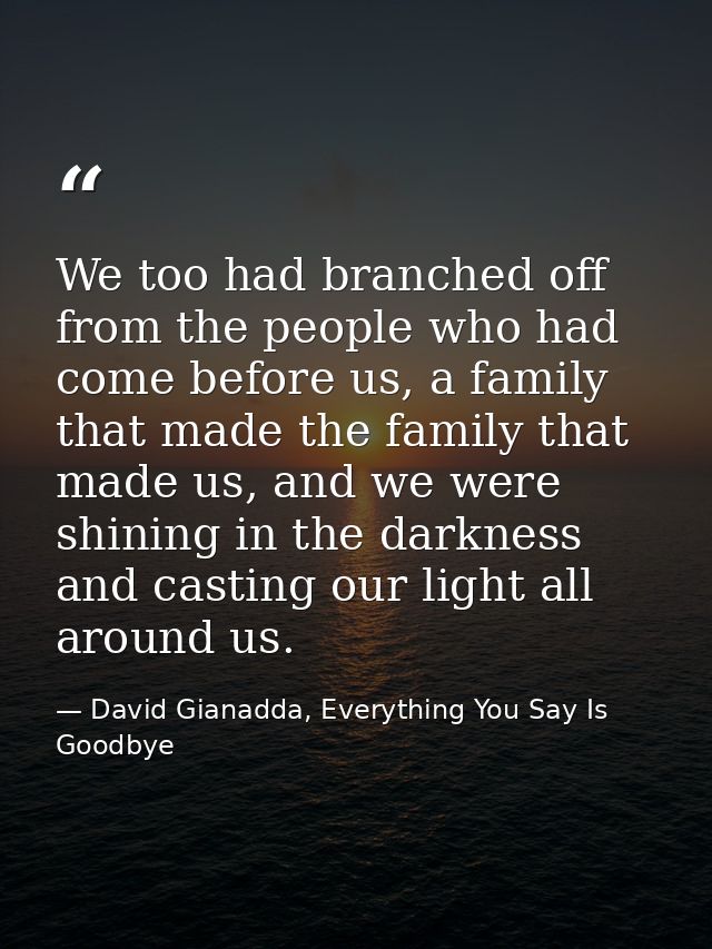 We too had branched off from the people who had come before us, a family that made the family that made us, and we were  — David Gianadda, Everything You Say Is Goodbye