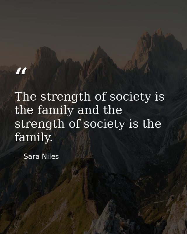 The strength of society is the family and the strength of society is the family. — Sara Niles