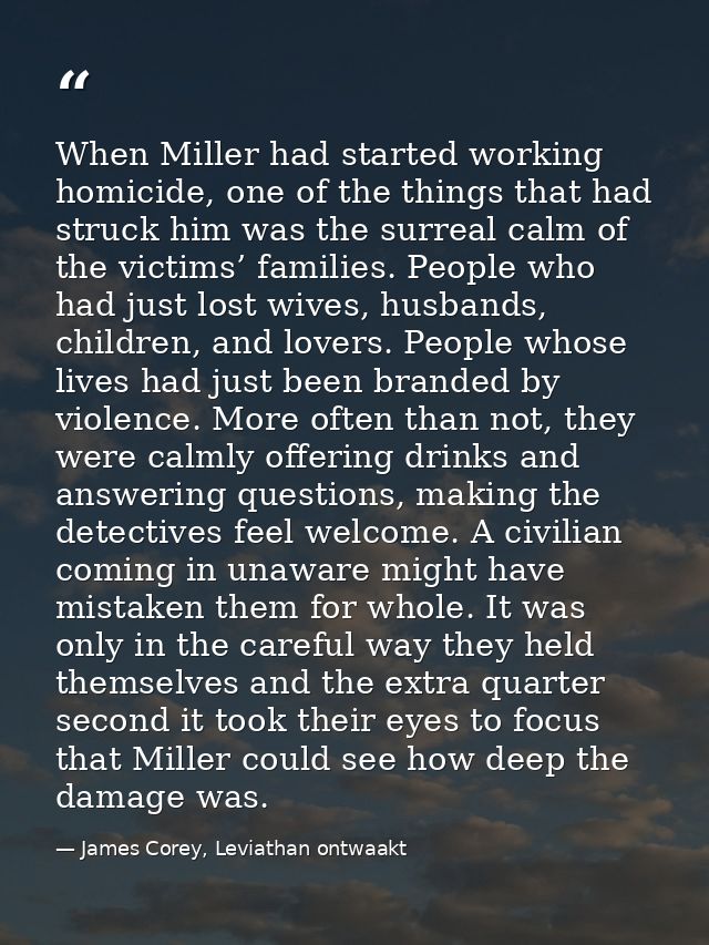 When Miller had started working homicide, one of the things that had struck him was the surreal calm of the victims’ fam — James Corey, Leviathan ontwaakt