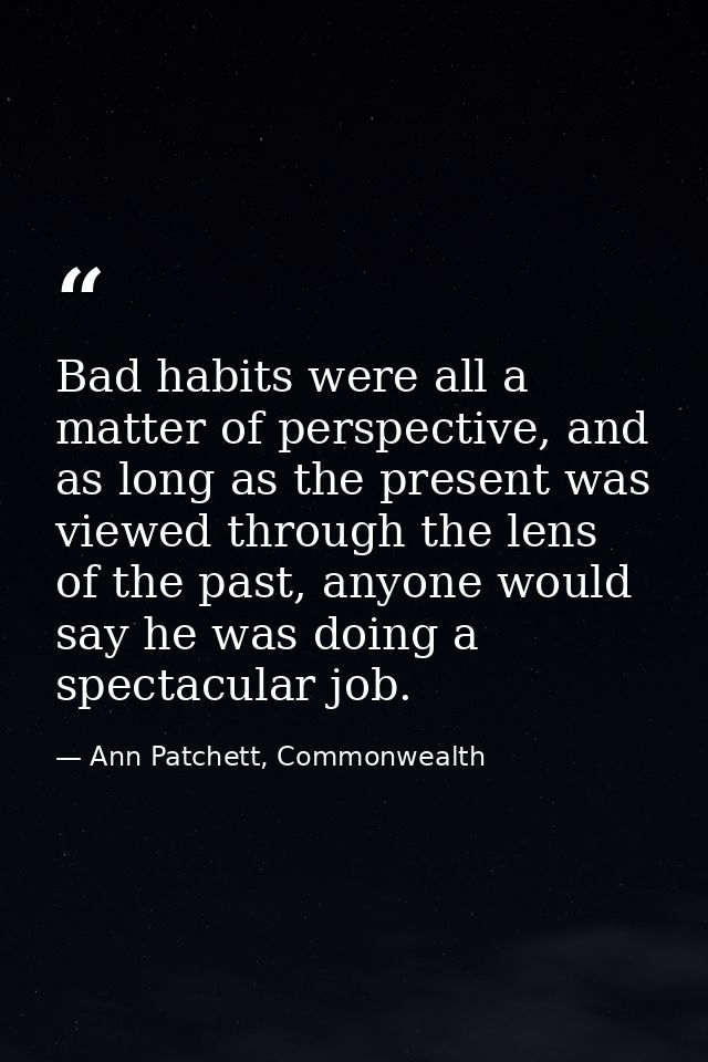 Bad habits were all a matter of perspective, and as long as the present was viewed through the lens of the past, anyone  — Ann Patchett, Commonwealth