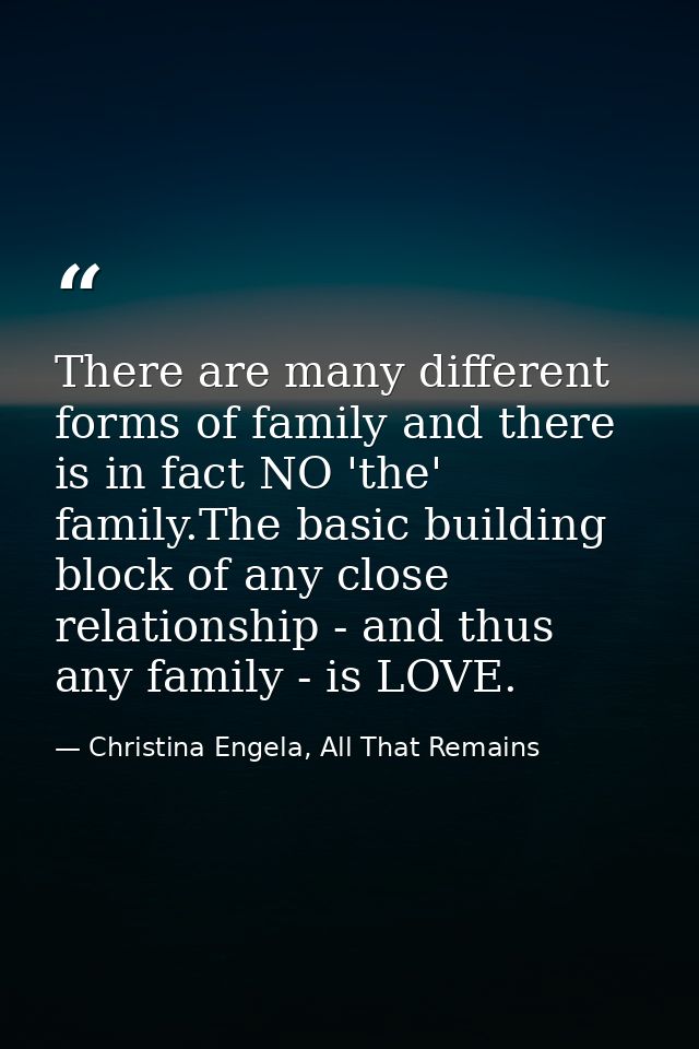 There are many different forms of family and there is in fact NO 'the' family.The basic building block of any close rela — Christina Engela, All That Remains