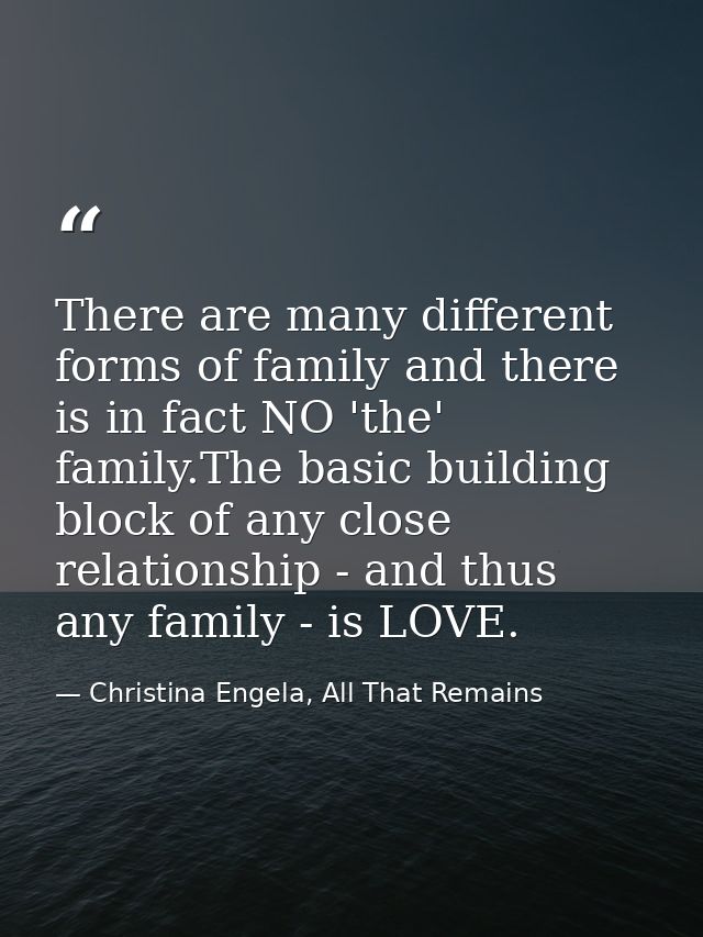 There are many different forms of family and there is in fact NO 'the' family.The basic building block of any close rela — Christina Engela, All That Remains