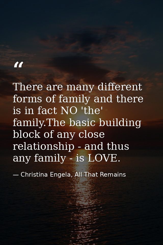 There are many different forms of family and there is in fact NO 'the' family.The basic building block of any close rela — Christina Engela, All That Remains