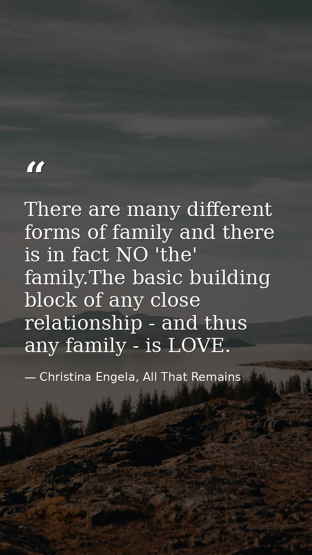 There are many different forms of family and there is in fact NO 'the' family.The basic building block of any close rela — Christina Engela, All That Remains