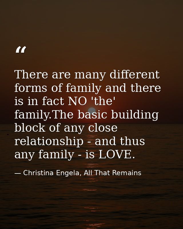 There are many different forms of family and there is in fact NO 'the' family.The basic building block of any close rela — Christina Engela, All That Remains
