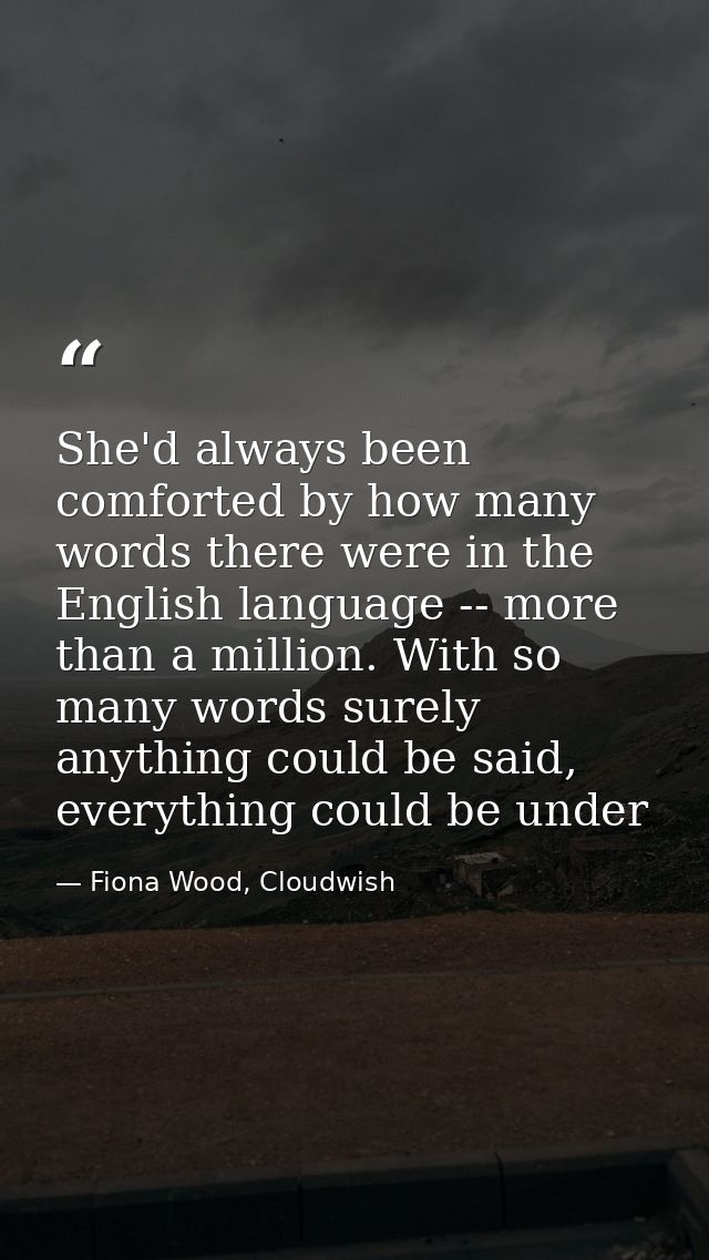 She'd always been comforted by how many words there were in the English language -- more than a million. With so many wo — Fiona Wood, Cloudwish