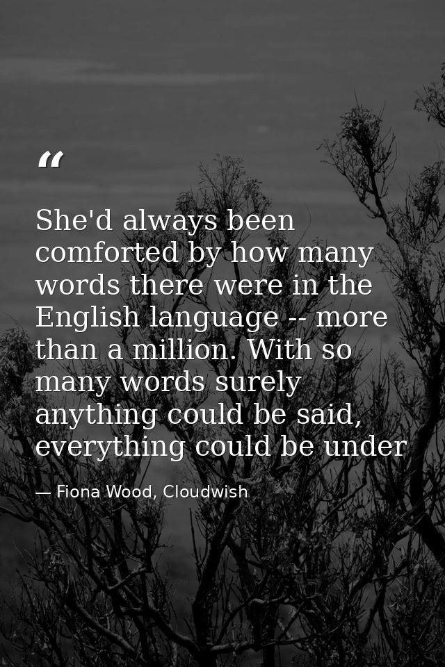 She'd always been comforted by how many words there were in the English language -- more than a million. With so many wo — Fiona Wood, Cloudwish