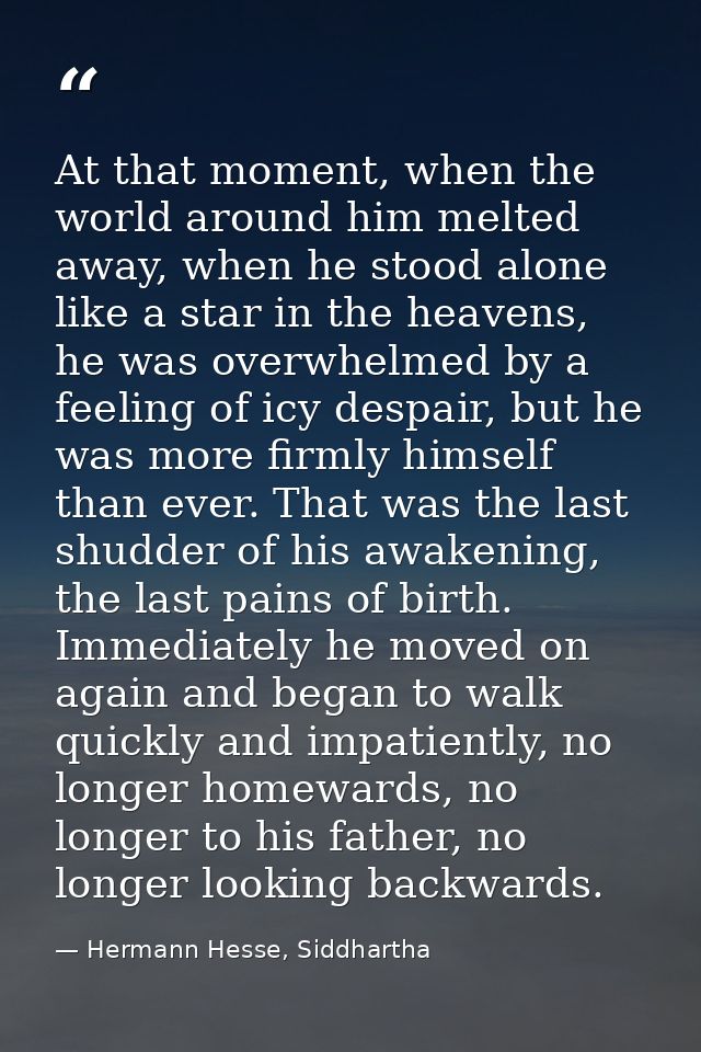 At that moment, when the world around him melted away, when he stood alone like a star in the heavens, he was overwhelme — Hermann Hesse, Siddhartha