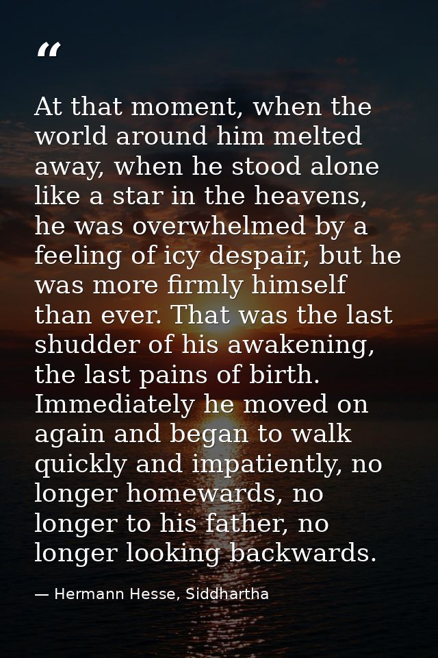 At that moment, when the world around him melted away, when he stood alone like a star in the heavens, he was overwhelme — Hermann Hesse, Siddhartha