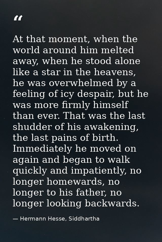 At that moment, when the world around him melted away, when he stood alone like a star in the heavens, he was overwhelme — Hermann Hesse, Siddhartha