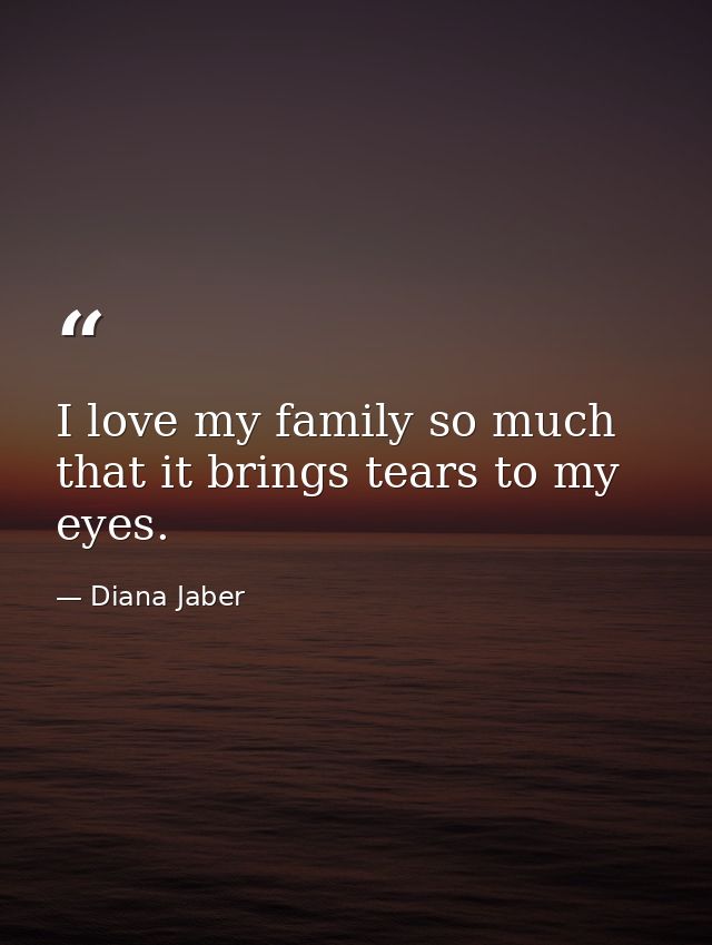 I love my family so much that it brings tears to my eyes. — Diana Jaber