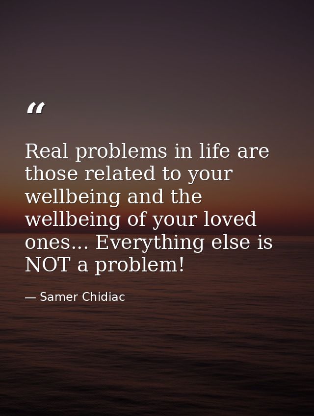 Real problems in life are those related to your wellbeing and the wellbeing of your loved ones... Everything else is NOT — Samer Chidiac