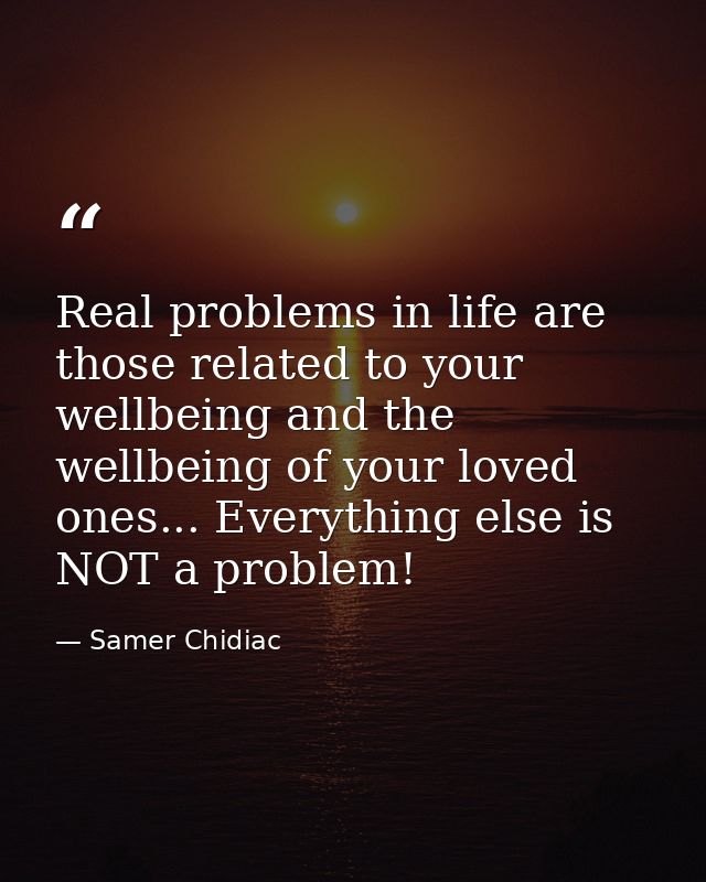 Real problems in life are those related to your wellbeing and the wellbeing of your loved ones... Everything else is NOT — Samer Chidiac