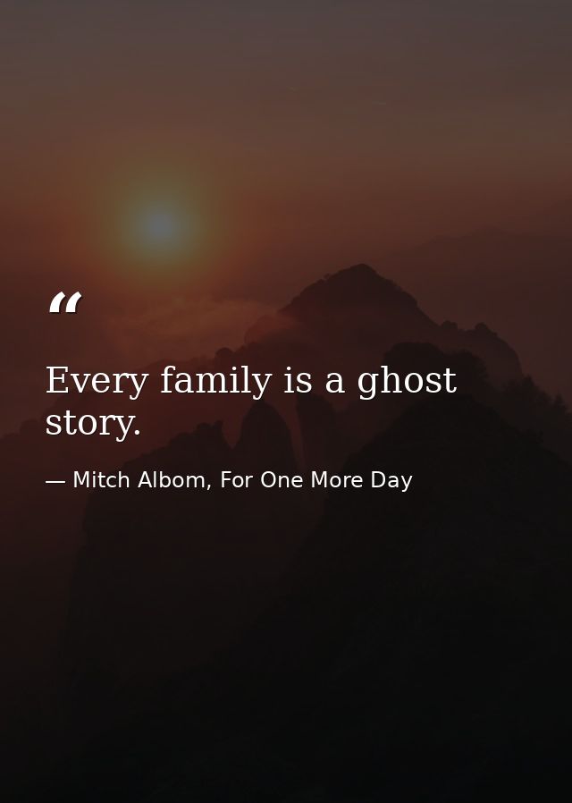 Every family is a ghost story. — Mitch Albom, For One More Day