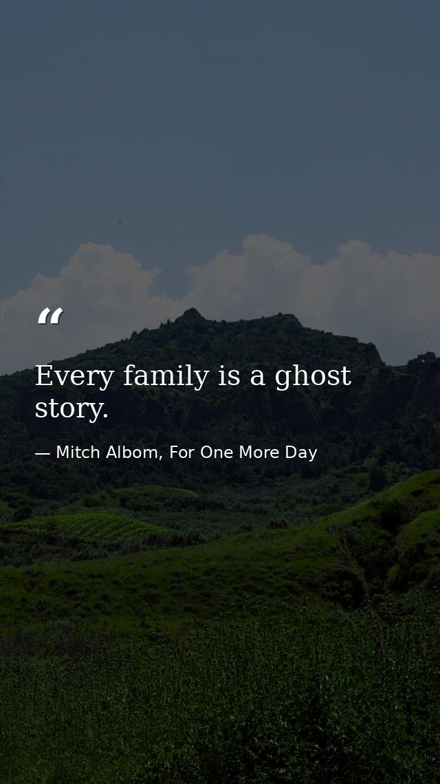 Every family is a ghost story. — Mitch Albom, For One More Day