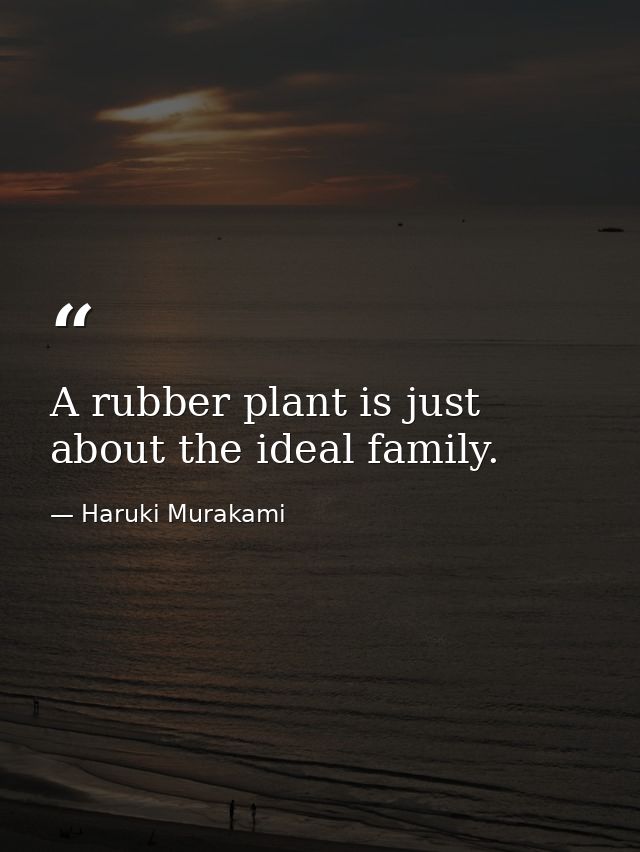 A rubber plant is just about the ideal family. — Haruki Murakami