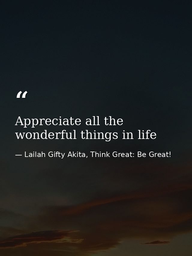 Appreciate all the wonderful things in life — Lailah Gifty Akita, Think Great: Be Great!