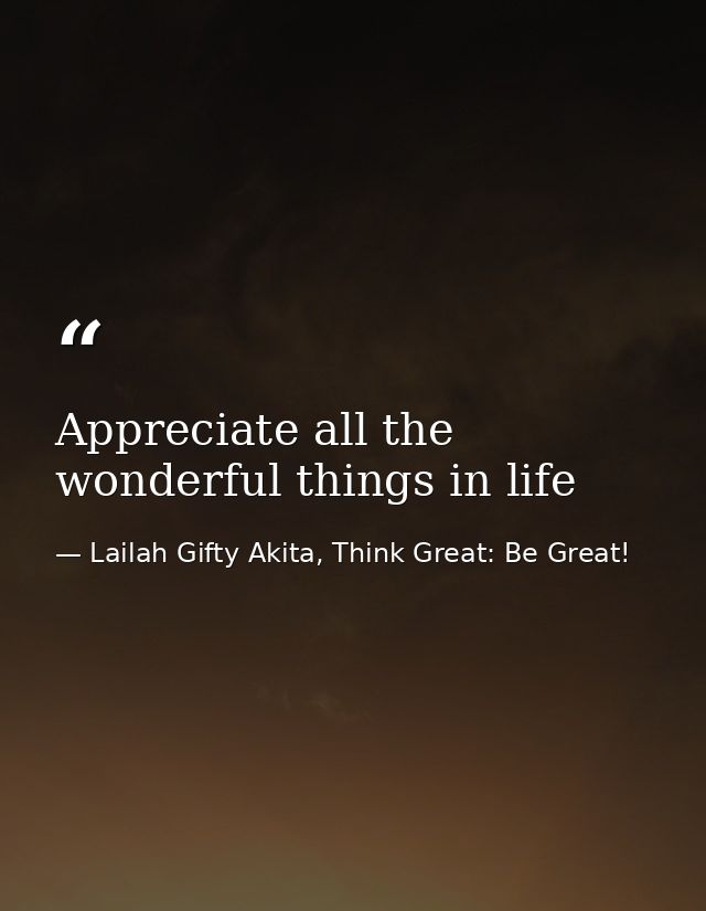 Appreciate all the wonderful things in life — Lailah Gifty Akita, Think Great: Be Great!