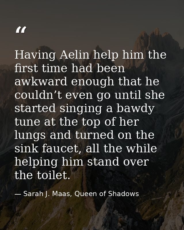 Having Aelin help him the first time had been awkward enough that he couldn’t even go until she started singing a bawdy  — Sarah J. Maas, Queen of Shadows
