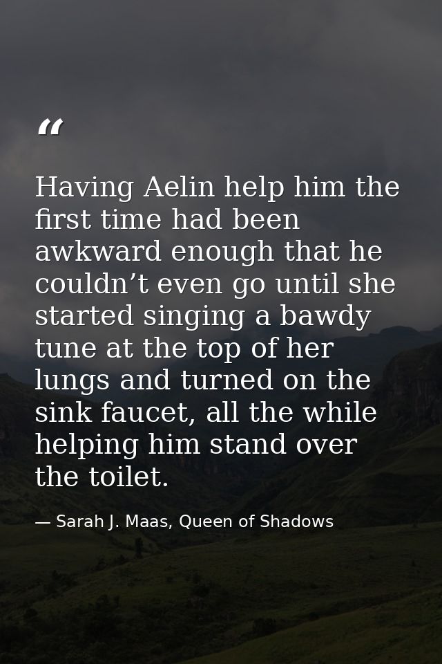 Having Aelin help him the first time had been awkward enough that he couldn’t even go until she started singing a bawdy  — Sarah J. Maas, Queen of Shadows