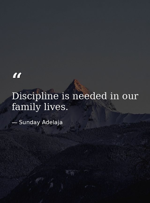 Discipline is needed in our family lives. — Sunday Adelaja