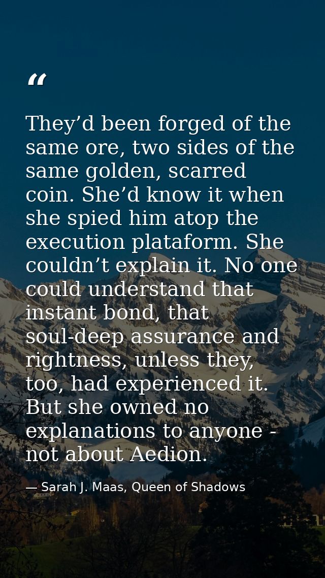 They’d been forged of the same ore, two sides of the same golden, scarred coin. She’d know it when she spied him atop th — Sarah J. Maas, Queen of Shadows