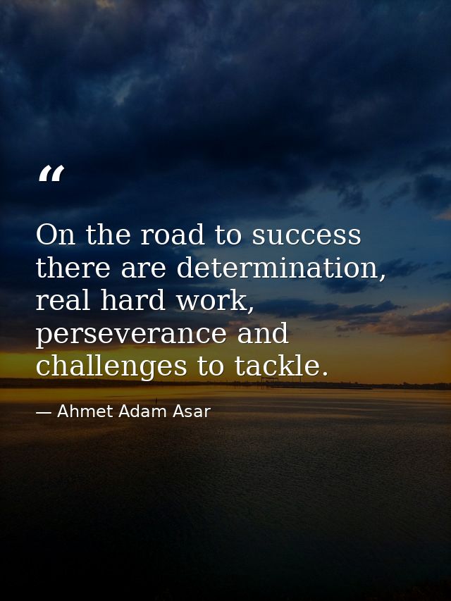 On the road to success there are determination, real hard work, perseverance and challenges to tackle. — Ahmet Adam Asar