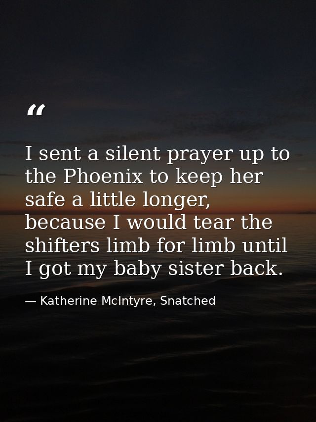 I sent a silent prayer up to the Phoenix to keep her safe a little longer, because I would tear the shifters limb for li — Katherine McIntyre, Snatched