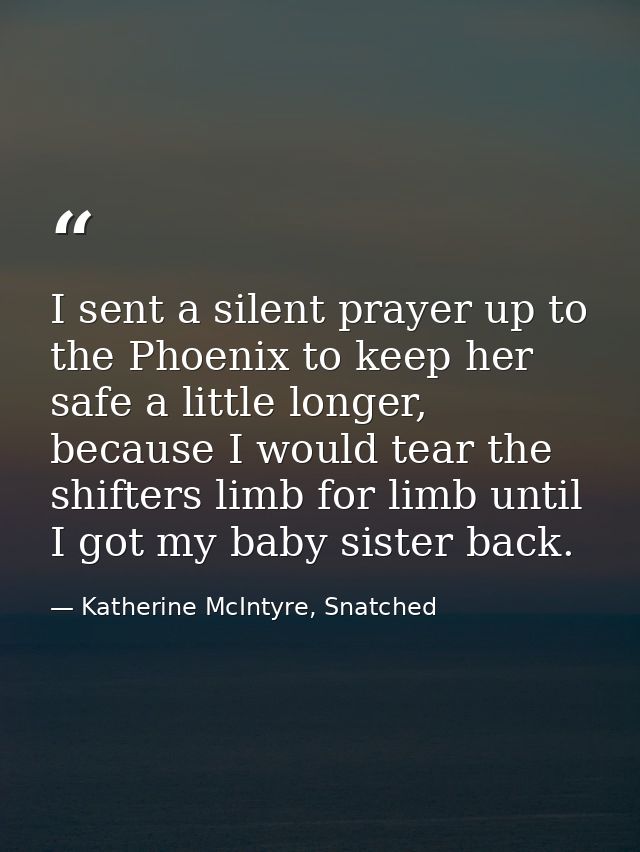 I sent a silent prayer up to the Phoenix to keep her safe a little longer, because I would tear the shifters limb for li — Katherine McIntyre, Snatched