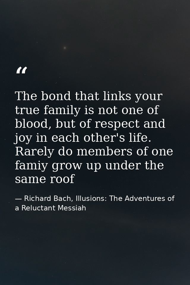 The bond that links your true family is not one of blood, but of respect and joy in each other's life. Rarely do members — Richard Bach, Illusions: The Adventures of a Reluctant Messiah
