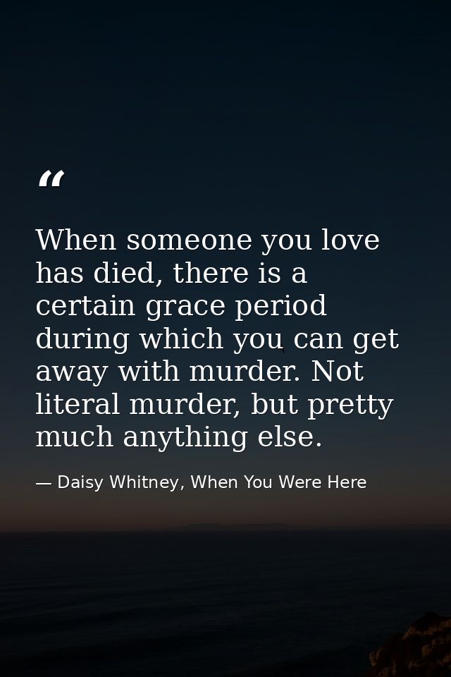 When someone you love has died, there is a certain grace period during which you can get away with murder. Not literal m — Daisy Whitney, When You Were Here