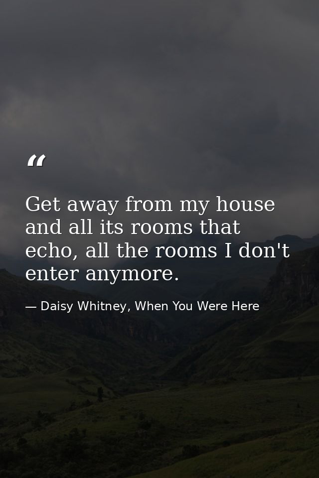 Get away from my house and all its rooms that echo, all the rooms I don't enter anymore. — Daisy Whitney, When You Were Here