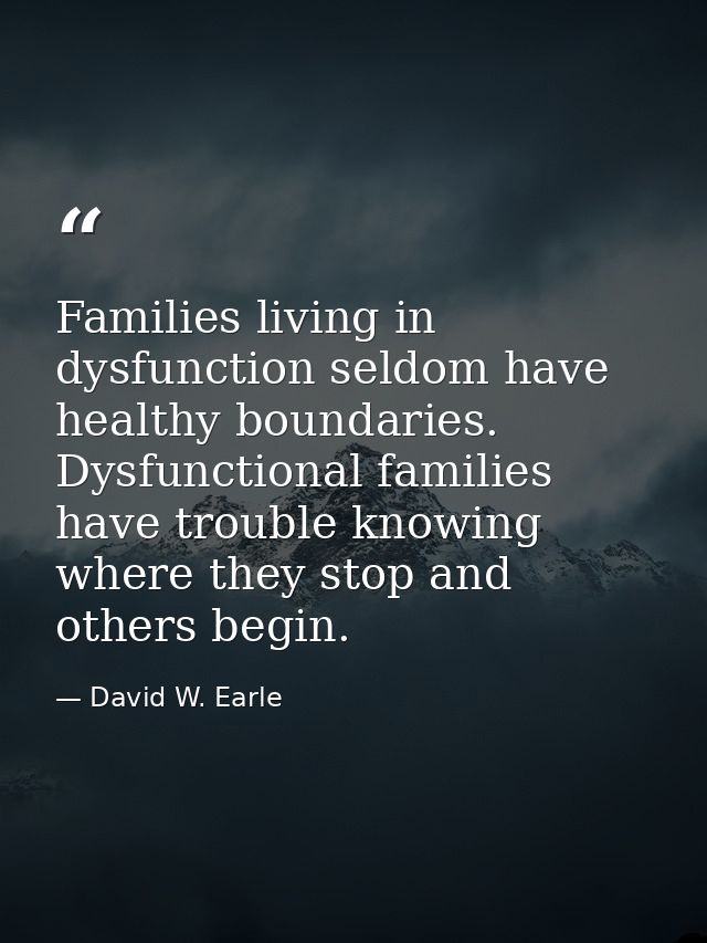 Families living in dysfunction seldom have healthy boundaries. Dysfunctional families have trouble knowing where they st — David W. Earle