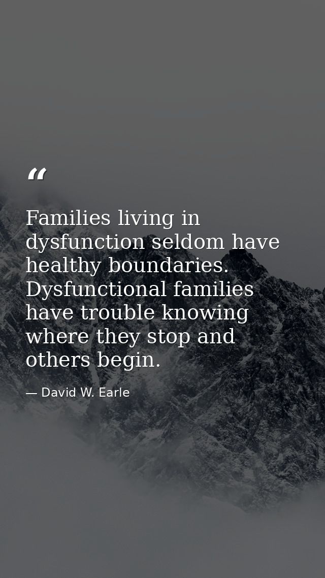 Families living in dysfunction seldom have healthy boundaries. Dysfunctional families have trouble knowing where they st — David W. Earle