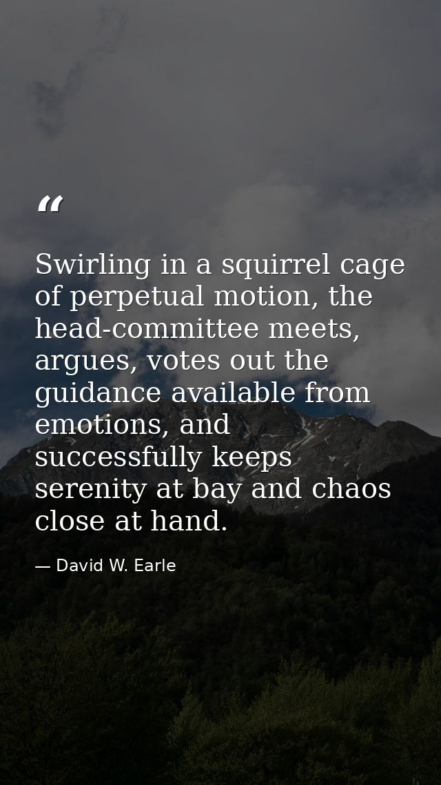 Swirling in a squirrel cage of perpetual motion, the head-committee meets, argues, votes out the guidance available from — David W. Earle