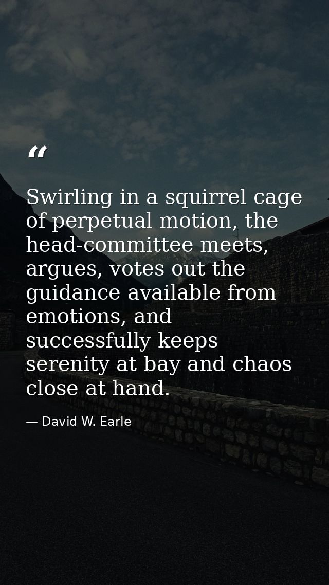 Swirling in a squirrel cage of perpetual motion, the head-committee meets, argues, votes out the guidance available from — David W. Earle
