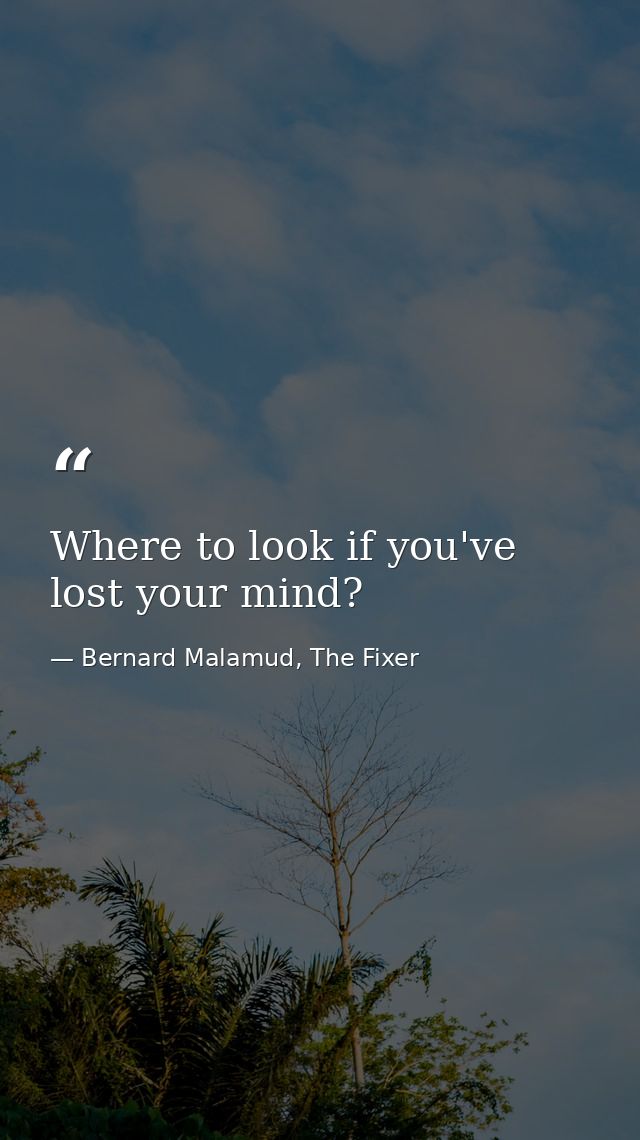 Where to look if you've lost your mind? — Bernard Malamud, The Fixer