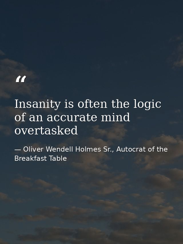 Insanity is often the logic of an accurate mind overtasked — Oliver Wendell Holmes Sr., Autocrat of the Breakfast Table