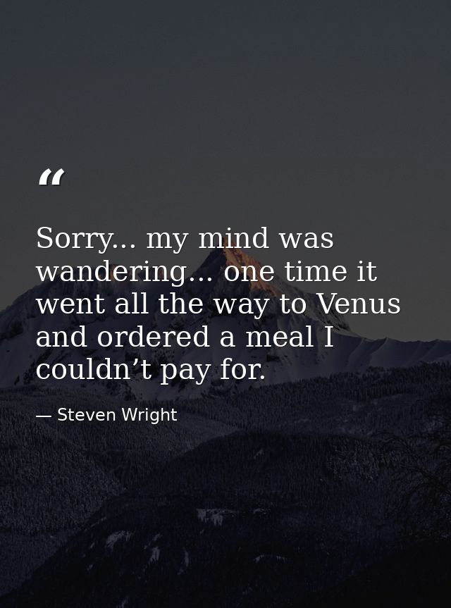 Sorry... my mind was wandering... one time it went all the way to Venus and ordered a meal I couldn’t pay for. — Steven Wright