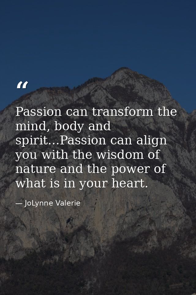 Passion can transform the mind, body and spirit...Passion can align you with the wisdom of nature and the power of what  — JoLynne Valerie