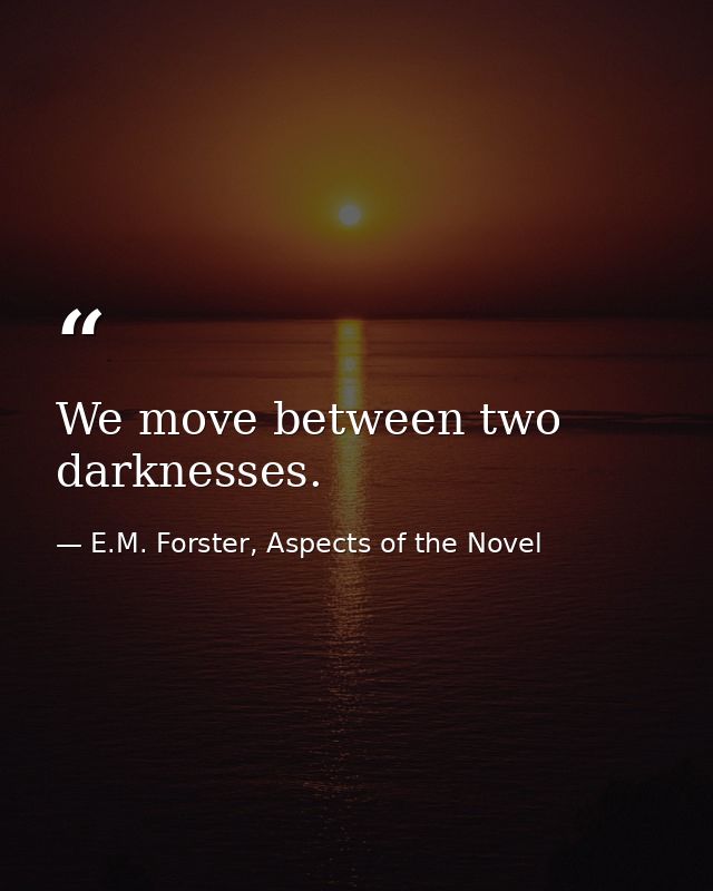 We move between two darknesses. — E.M. Forster, Aspects of the Novel
