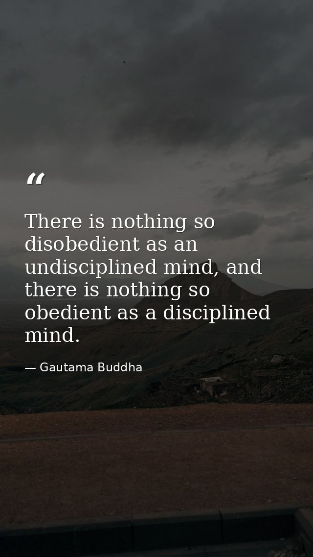 There is nothing so disobedient as an undisciplined mind, and there is nothing so obedient as a disciplined mind. — Gautama Buddha