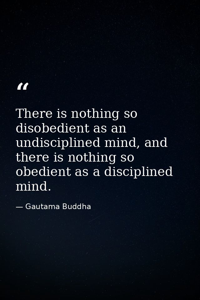 There is nothing so disobedient as an undisciplined mind, and there is nothing so obedient as a disciplined mind. — Gautama Buddha